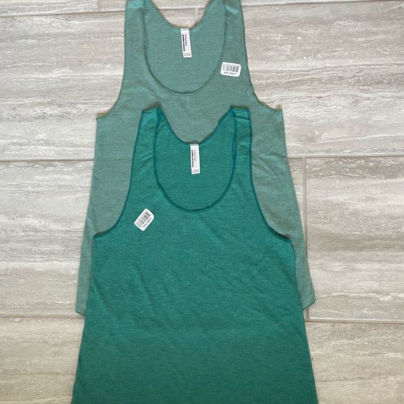 American Apparel Tops - Tri Evergreen & Tri Lemon American Apparel Tri-Blend Sleeveless Racerback Tank